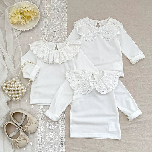 Autumn Arrival Baby Unisex Casual Thin White Long Sleeves Top with